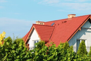 roof of a house with sky