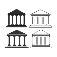 Courthouse icon. Column bulding set line and background classic concept vector ilustration.