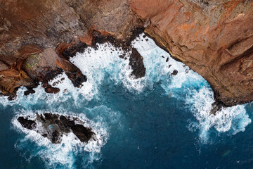 Fototapeta na wymiar Cliffs in Madeira from a drone.