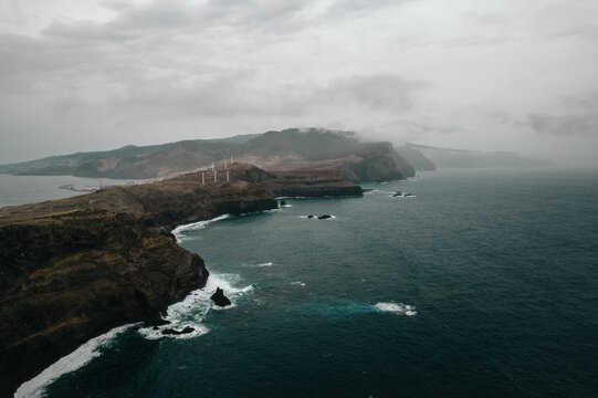 Rocky coastline in Madeira. View from drone. © Marek