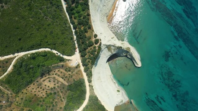 sheer white cliffs of Cape Drastis near Peroulades