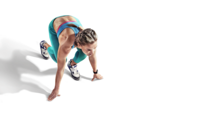 Sports transparent background. Runner on the start.