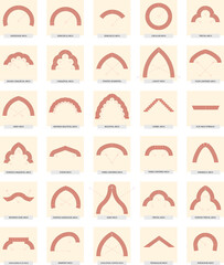 types of brick arches. Vector