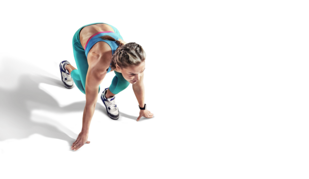 Sports transparent background. Runner on the start.	
