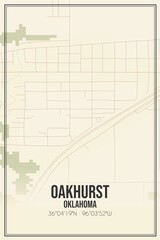 Retro US city map of Oakhurst, Oklahoma. Vintage street map.