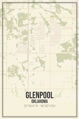 Retro US city map of Glenpool, Oklahoma. Vintage street map.