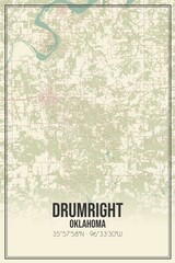 Retro US city map of Drumright, Oklahoma. Vintage street map.