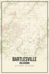Retro US city map of Bartlesville, Oklahoma. Vintage street map.