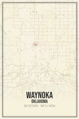 Retro US city map of Waynoka, Oklahoma. Vintage street map.