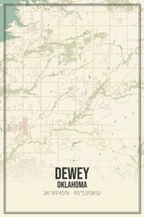 Retro US city map of Dewey, Oklahoma. Vintage street map.