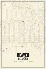 Fototapeta premium Retro US city map of Beaver, Oklahoma. Vintage street map.