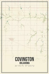 Retro US city map of Covington, Oklahoma. Vintage street map.