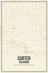 Retro US city map of Carter, Oklahoma. Vintage street map.