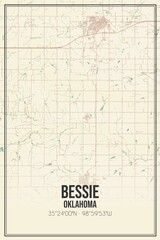 Retro US city map of Bessie, Oklahoma. Vintage street map.