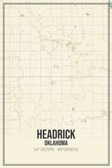 Retro US city map of Headrick, Oklahoma. Vintage street map.