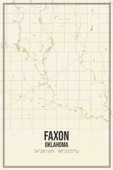 Retro US city map of Faxon, Oklahoma. Vintage street map.