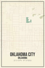 Retro US city map of Oklahoma City, Oklahoma. Vintage street map.