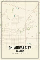 Retro US city map of Oklahoma City, Oklahoma. Vintage street map.
