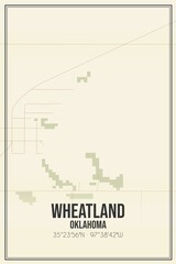 Retro US city map of Wheatland, Oklahoma. Vintage street map.