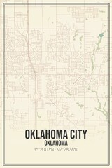 Retro US city map of Oklahoma City, Oklahoma. Vintage street map.