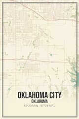 Retro US city map of Oklahoma City, Oklahoma. Vintage street map.