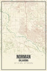 Fototapeta na wymiar Retro US city map of Norman, Oklahoma. Vintage street map.