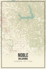 Retro US city map of Noble, Oklahoma. Vintage street map.