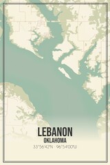 Retro US city map of Lebanon, Oklahoma. Vintage street map.