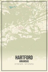 Retro US city map of Hartford, Arkansas. Vintage street map.