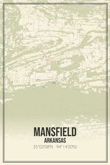 Retro US city map of Mansfield, Arkansas. Vintage street map.