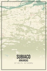 Retro US city map of Subiaco, Arkansas. Vintage street map.