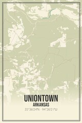 Retro US city map of Uniontown, Arkansas. Vintage street map.