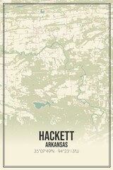 Retro US city map of Hackett, Arkansas. Vintage street map.