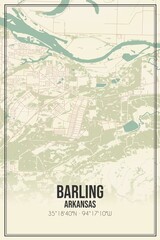 Retro US city map of Barling, Arkansas. Vintage street map.