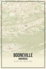 Retro US city map of Booneville, Arkansas. Vintage street map.
