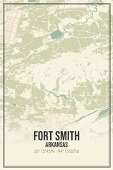 Retro US city map of Fort Smith, Arkansas. Vintage street map.