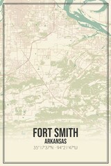 Retro US city map of Fort Smith, Arkansas. Vintage street map.