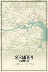 Retro US city map of Scranton, Arkansas. Vintage street map.