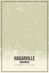Retro US city map of Hagarville, Arkansas. Vintage street map.