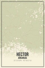 Retro US city map of Hector, Arkansas. Vintage street map.