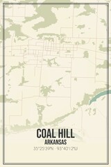 Retro US city map of Coal Hill, Arkansas. Vintage street map.