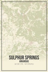 Retro US city map of Sulphur Springs, Arkansas. Vintage street map.