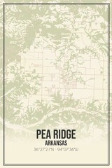 Retro US city map of Pea Ridge, Arkansas. Vintage street map.