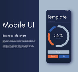 Vector graphics infographics with mobile phone. Template for creating mobile applications, workflow layout, diagram, banner, web design, business reports