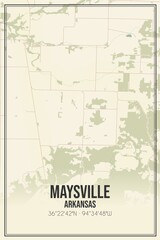 Retro US city map of Maysville, Arkansas. Vintage street map.