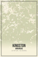 Retro US city map of Kingston, Arkansas. Vintage street map.