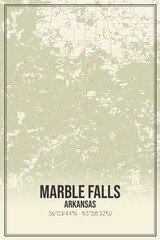 Retro US city map of Marble Falls, Arkansas. Vintage street map.