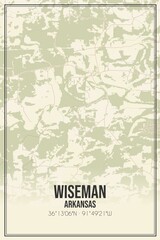 Retro US city map of Wiseman, Arkansas. Vintage street map.