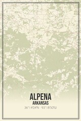 Retro US city map of Alpena, Arkansas. Vintage street map.