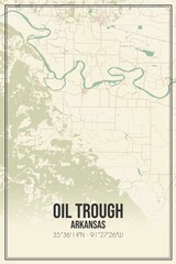 Retro US city map of Oil Trough, Arkansas. Vintage street map.